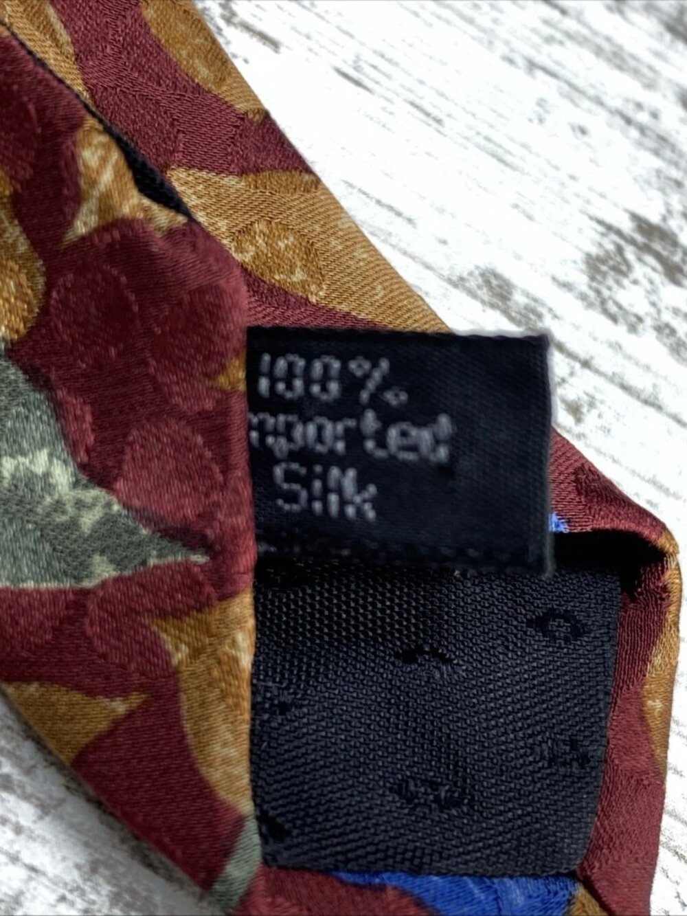Vintage Bugatti Silk Tie Abstract Floral Multi-Color Wide 56x4 USA Retro 90s - Picture 6 of 7
